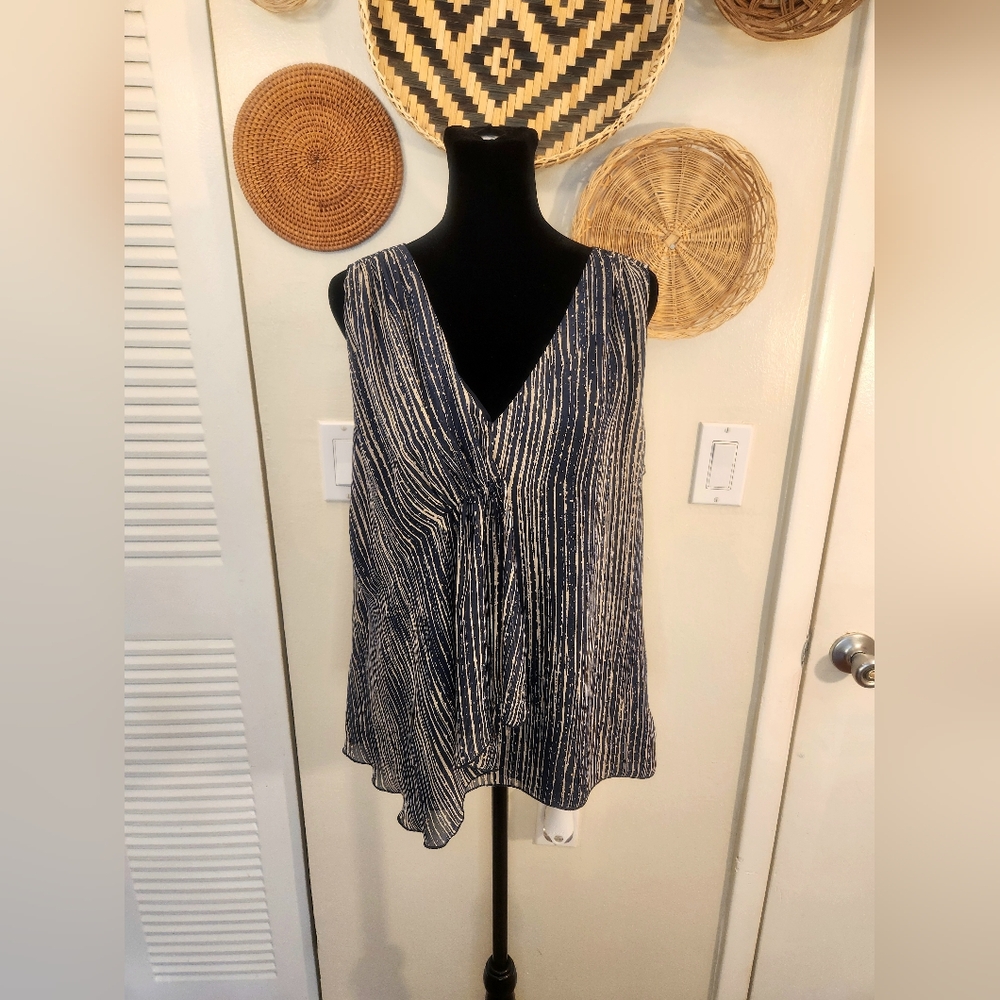 Coldwater Creek Blue and White Striped Blouse